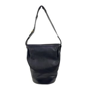 Vintage Celine Bucket Bag Black Leather Shoulder Bag Horsebit Strap Italy
